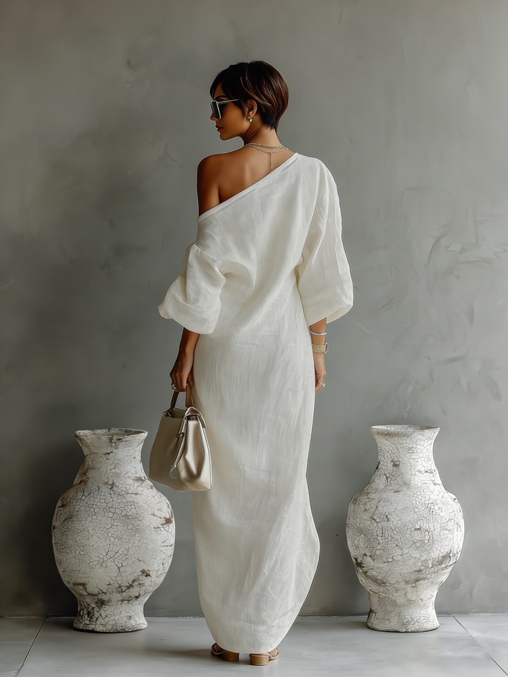 Adeline - Linen Off-Shoulder Dress