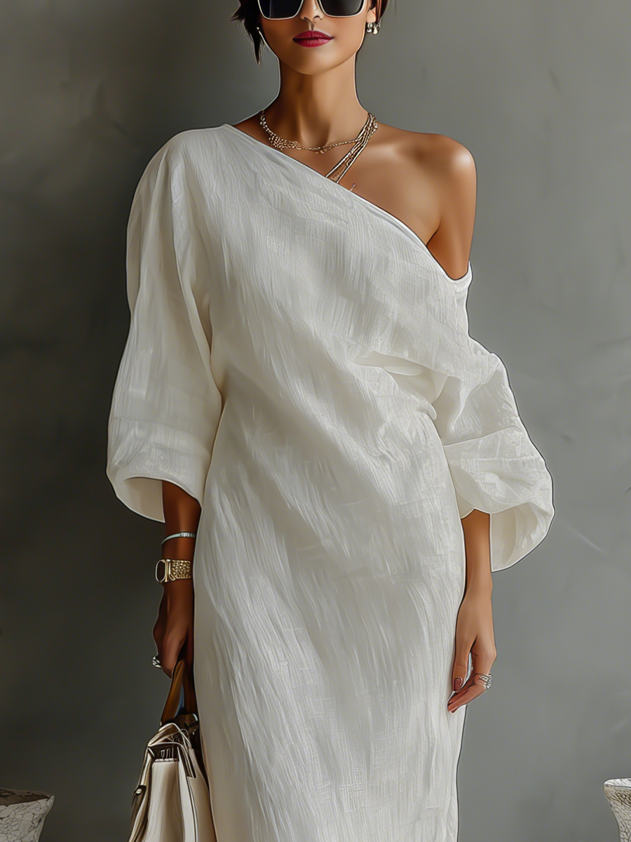 Adeline - Linen Off-Shoulder Dress