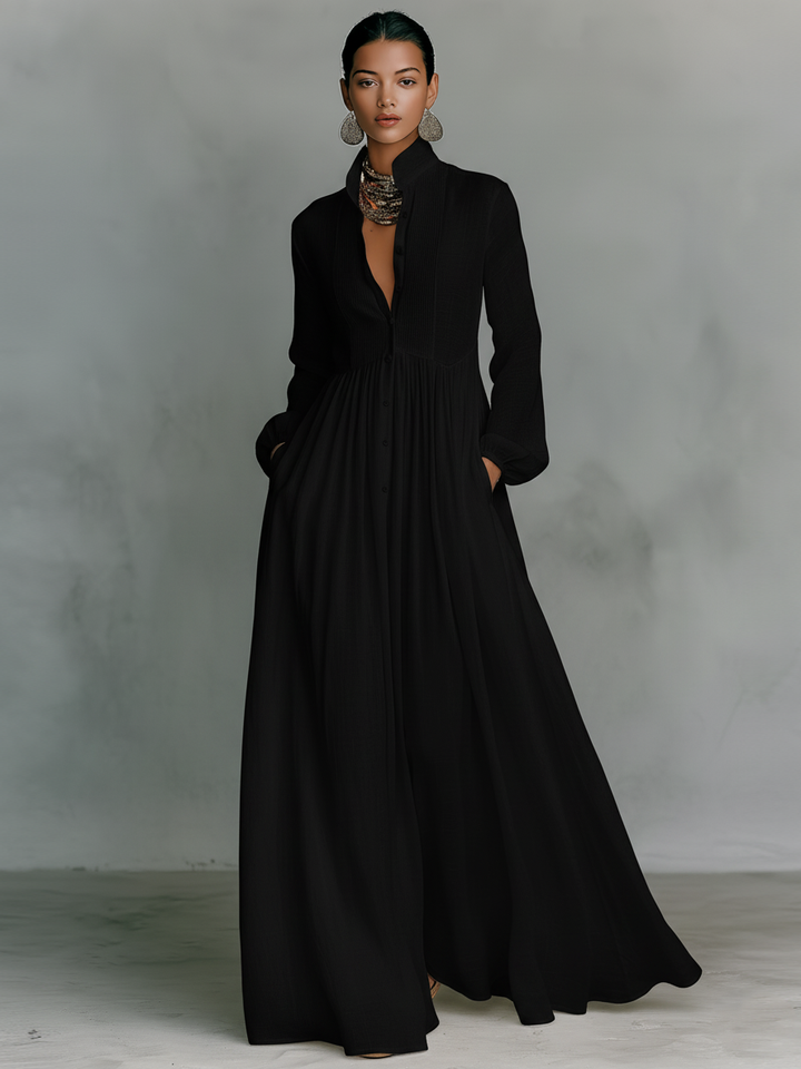Daphne - Patchwork Linen Maxi Dress