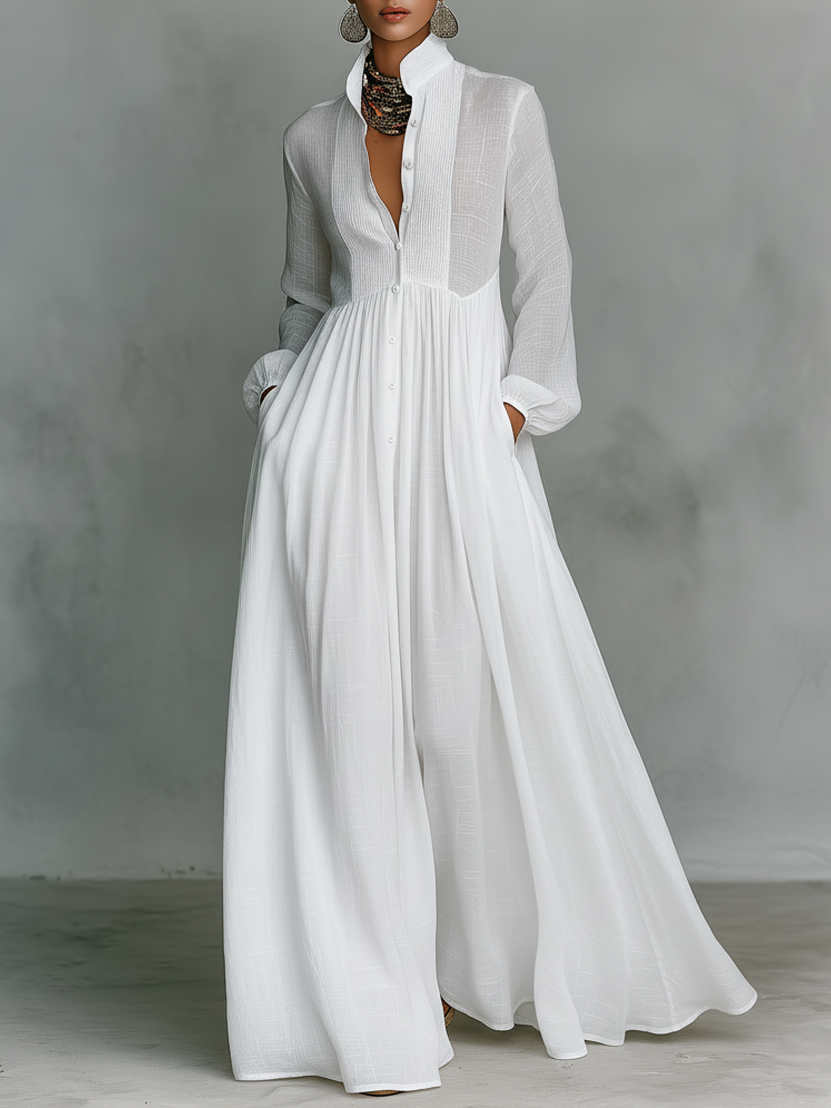 Daphne - Patchwork Linen Maxi Dress