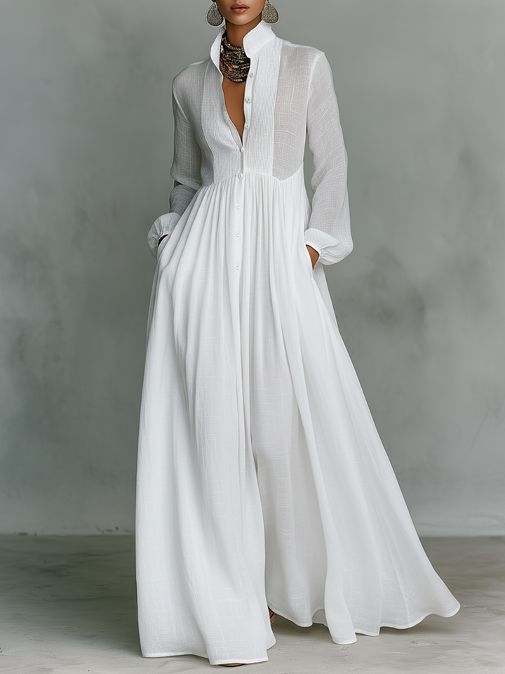 Daphne - Patchwork Linen Maxi Dress