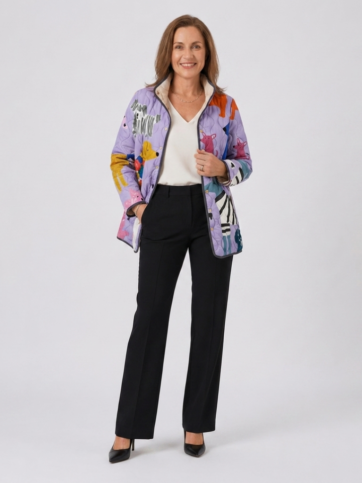 Winnie | Dog Print Quilted Jacket