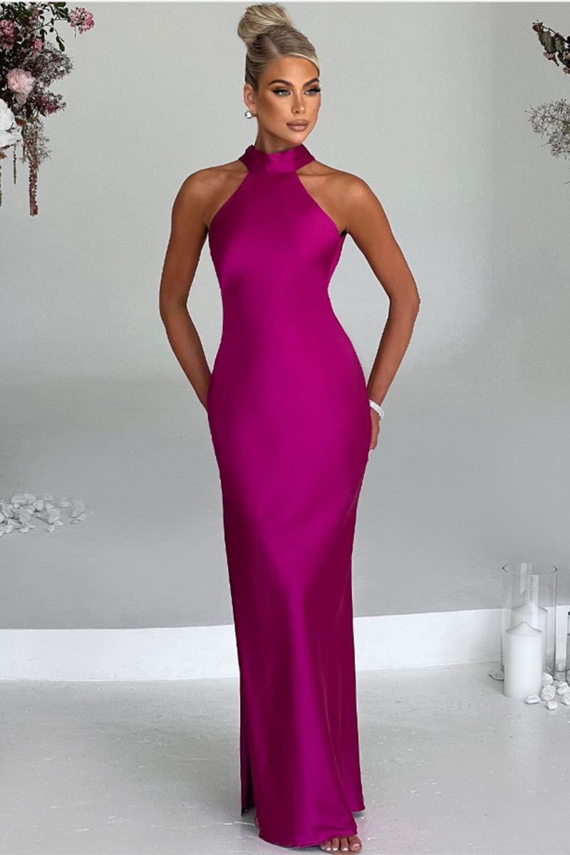 Aurora - Halter Satin Dress