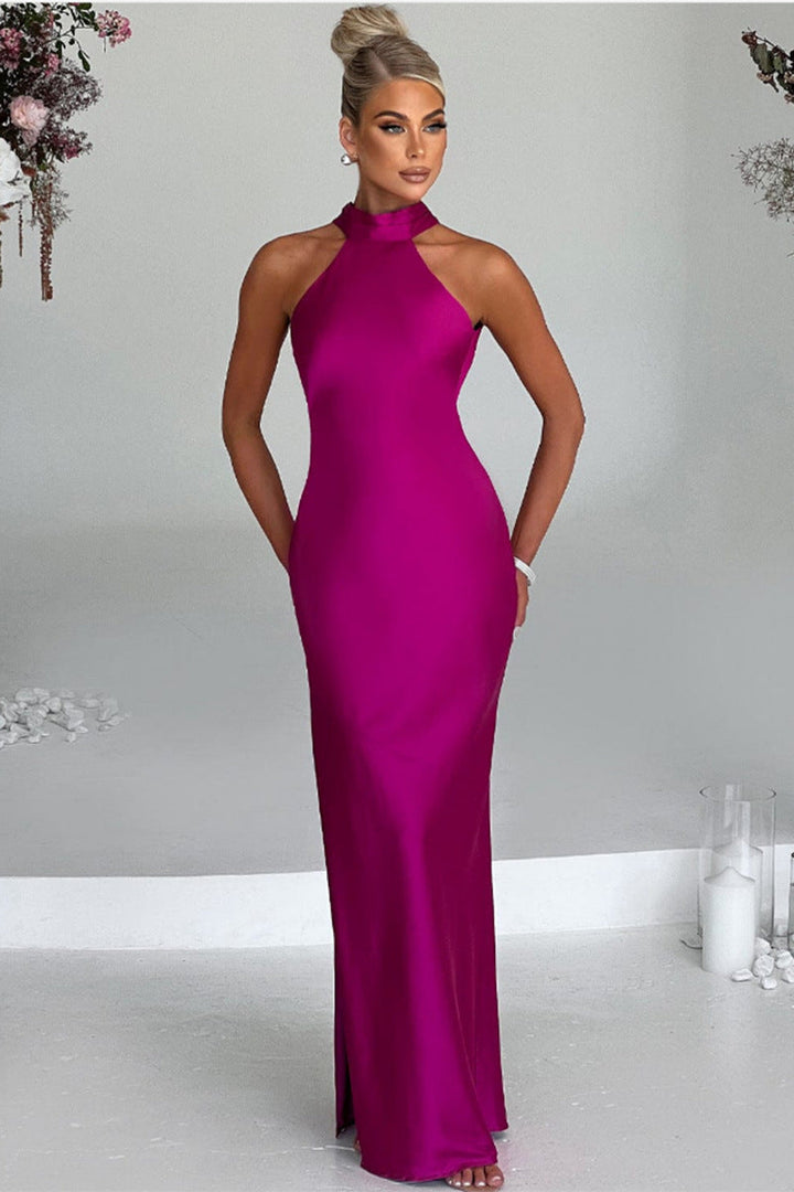 Aurora - Halter Satin Dress