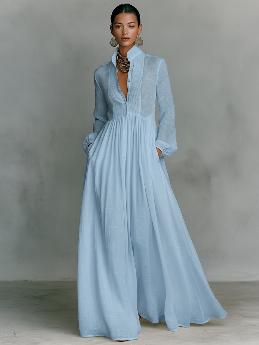 Daphne - Patchwork Linen Maxi Dress