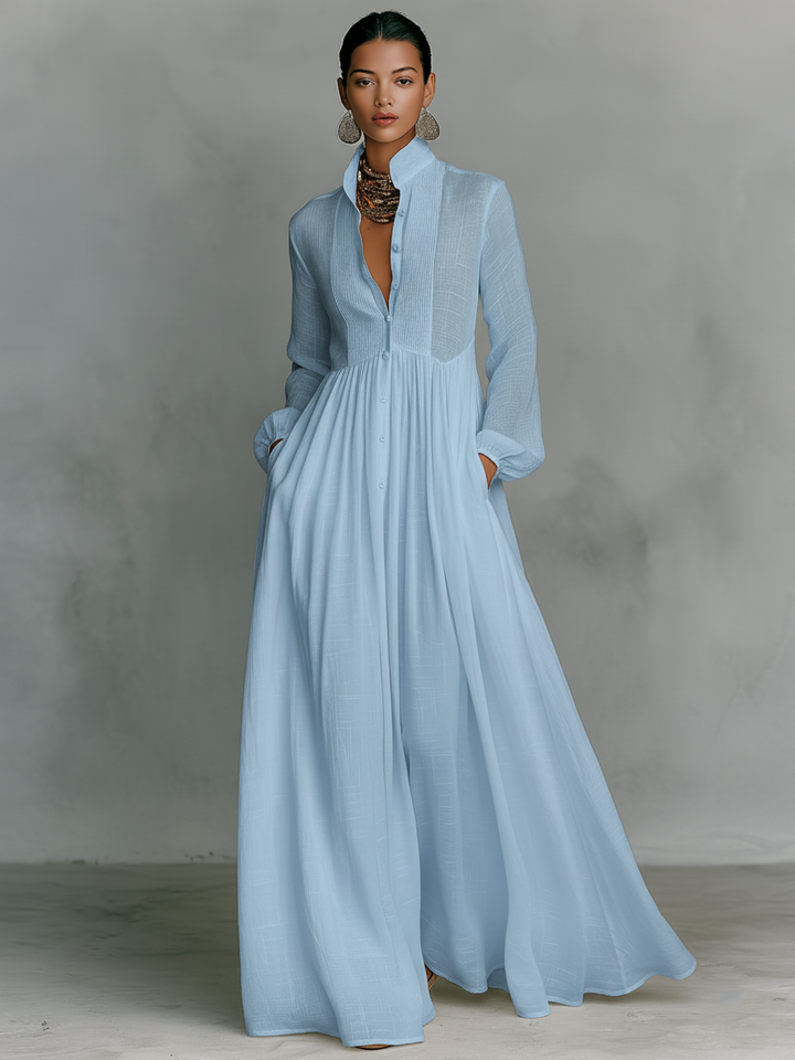 Daphne - Patchwork Linen Maxi Dress