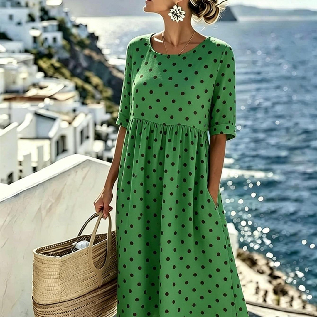 Vesper - Emerald Polka Dot Dress