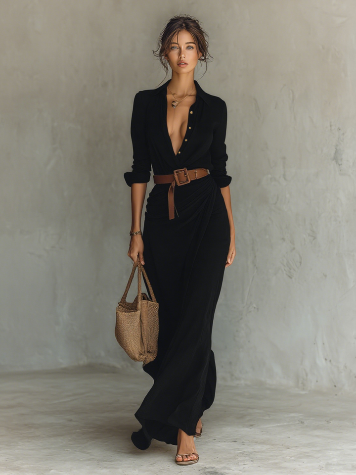 Eliza - Lapel Maxi Dress