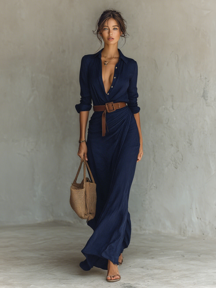 Eliza - Lapel Maxi Dress