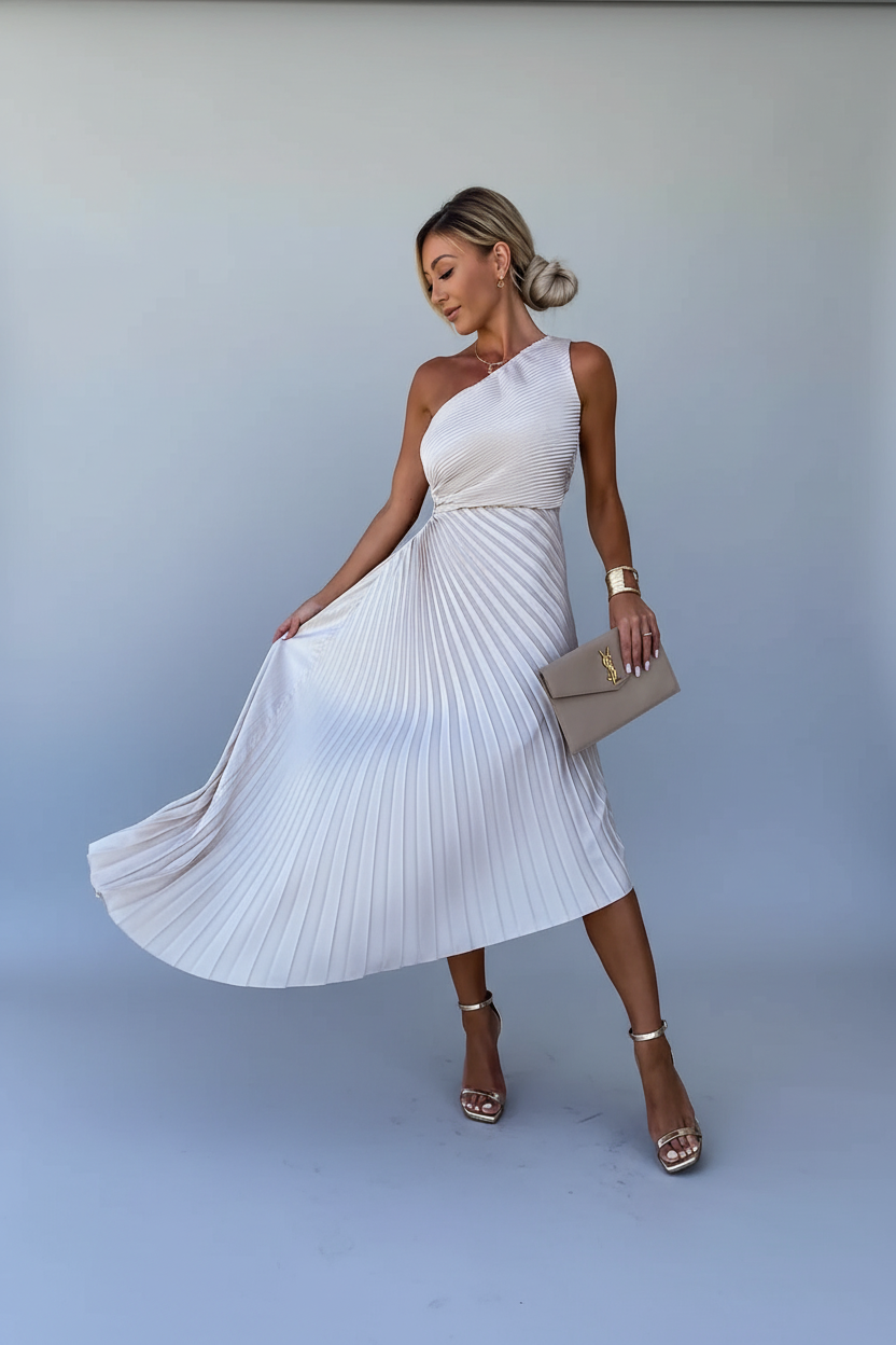 Charlotte - One-Shoulder Pleated Dress
