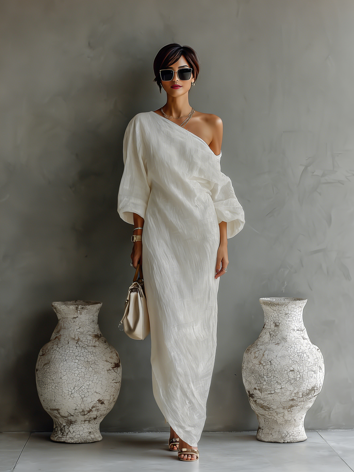 Adeline - Linen Off-Shoulder Dress