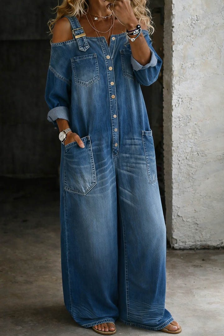 Sophia | Off-Shoulder Dungarees