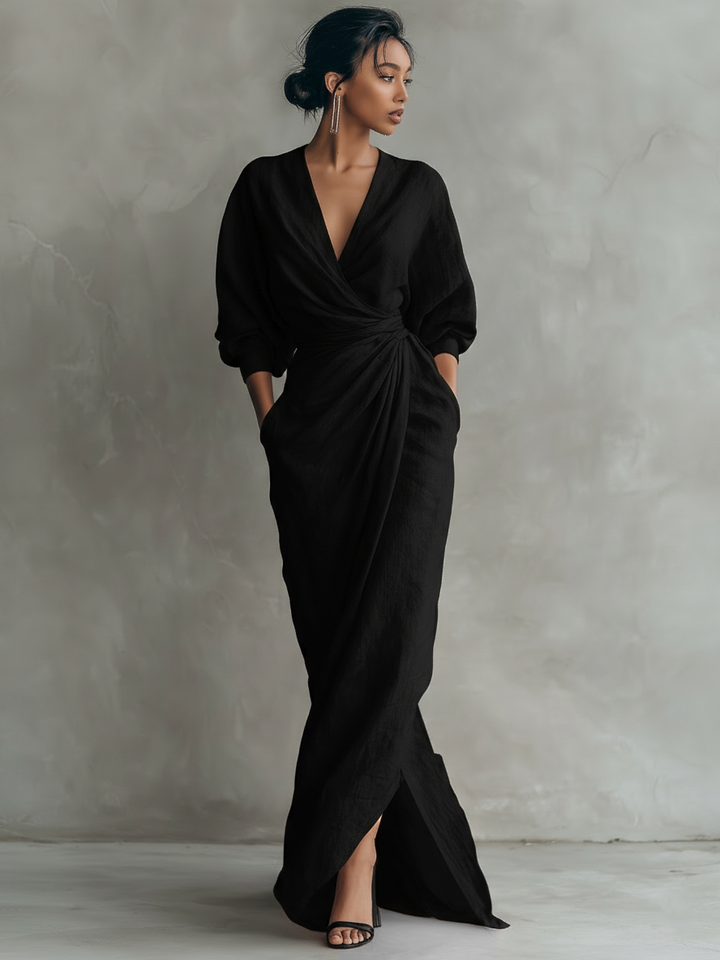 Eliza - Pink Linen Maxi Dress