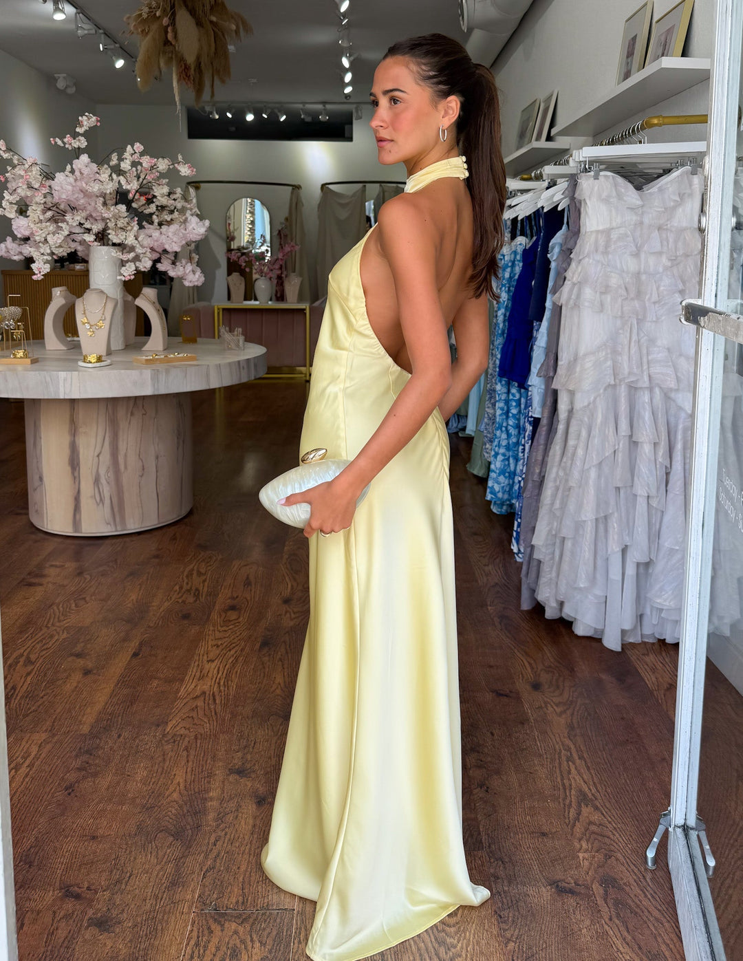 Aurora - Halter Satin Dress