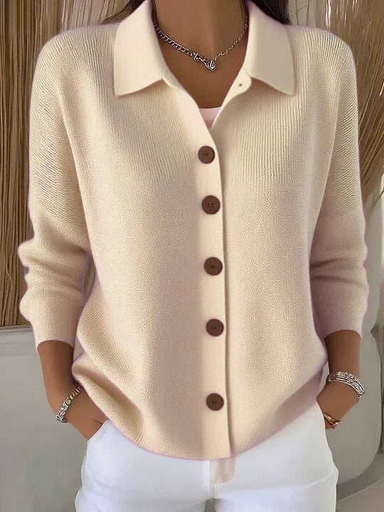 Gabrielle - Buttoned Button-Collar Cardigan