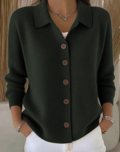 Gabrielle - Buttoned Button-Collar Cardigan