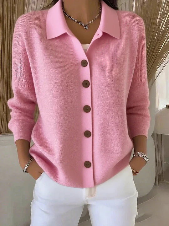 Gabrielle - Buttoned Button-Collar Cardigan