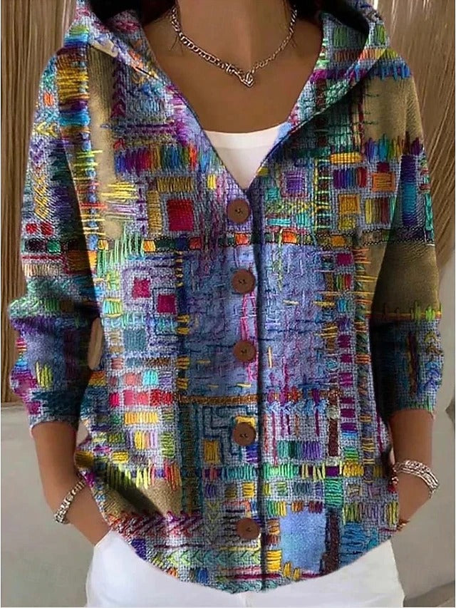 Émilienne - Hooded Printed Cardigan