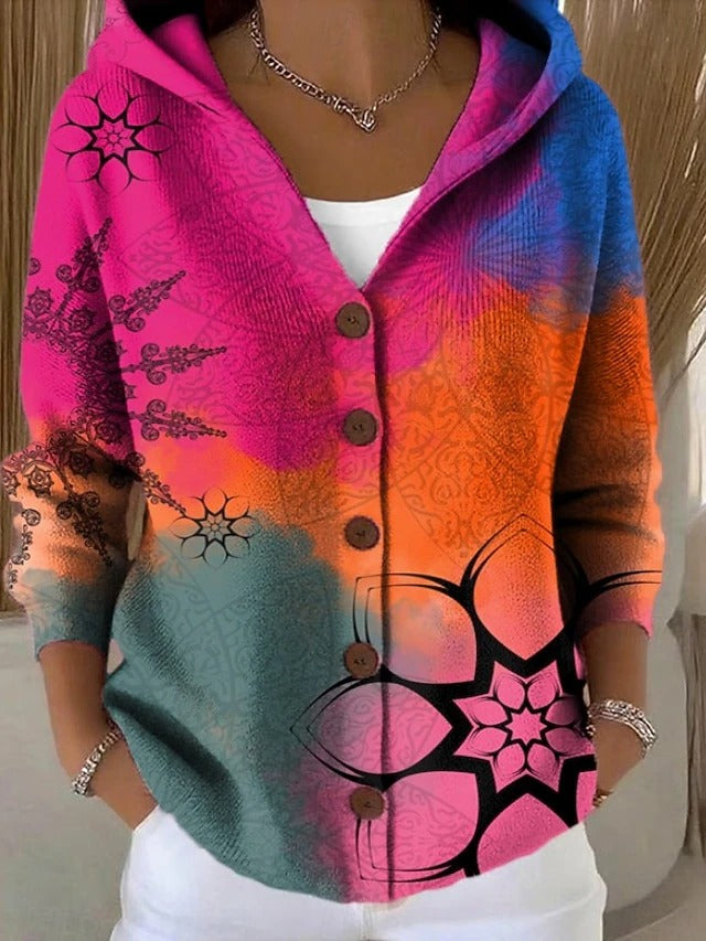 Émilienne - Hooded Printed Cardigan