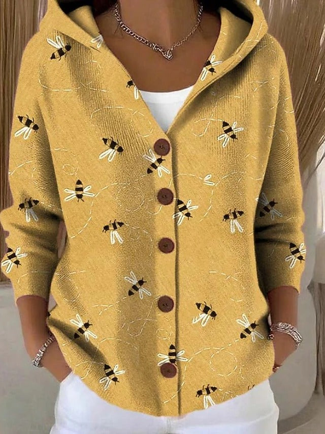 Émilienne - Hooded Printed Cardigan