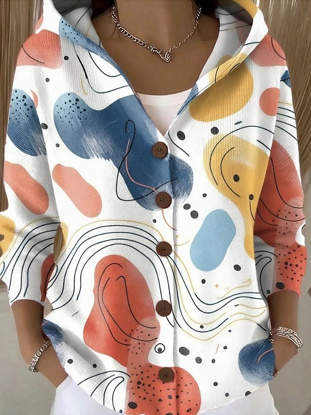 Émilienne - Hooded Printed Cardigan