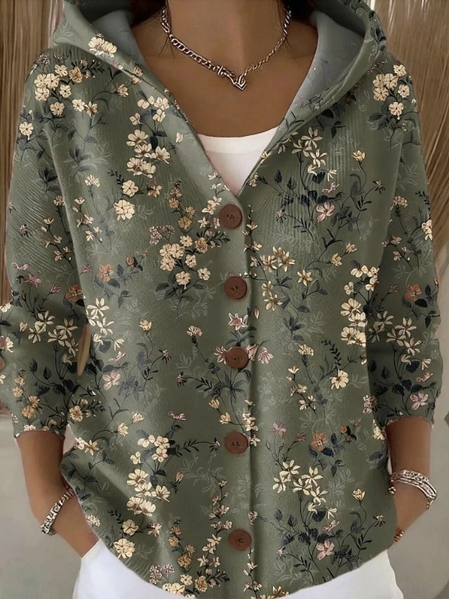 Émilienne - Hooded Printed Cardigan