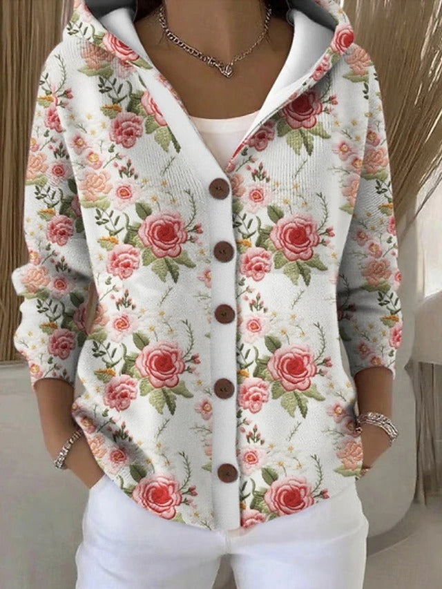 Émilienne - Hooded Printed Cardigan
