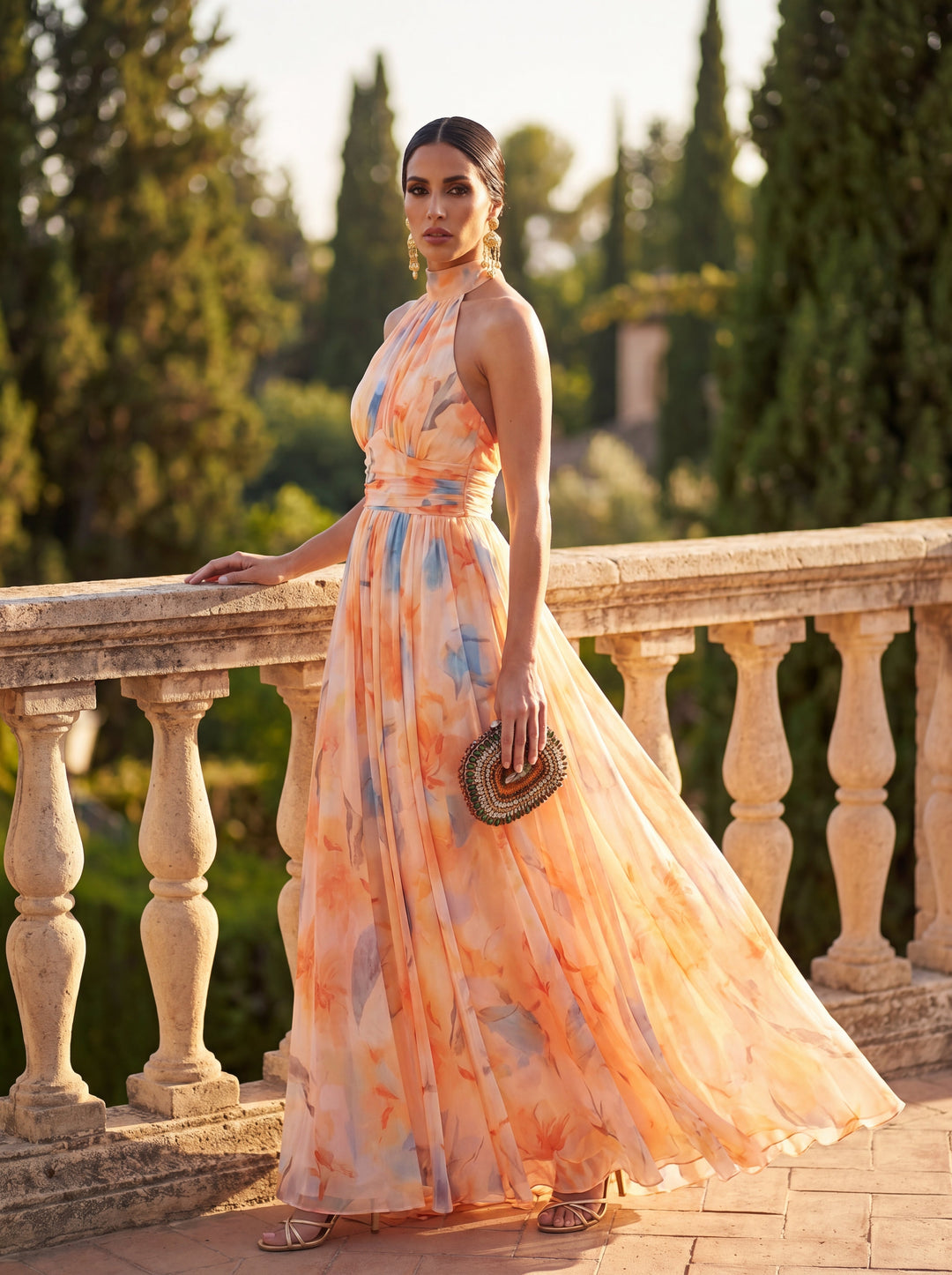 Aurora - Watercolour Halter Dress