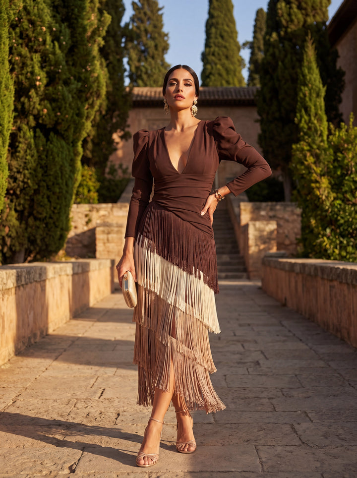 Ronda - Fringed Wrap Dress