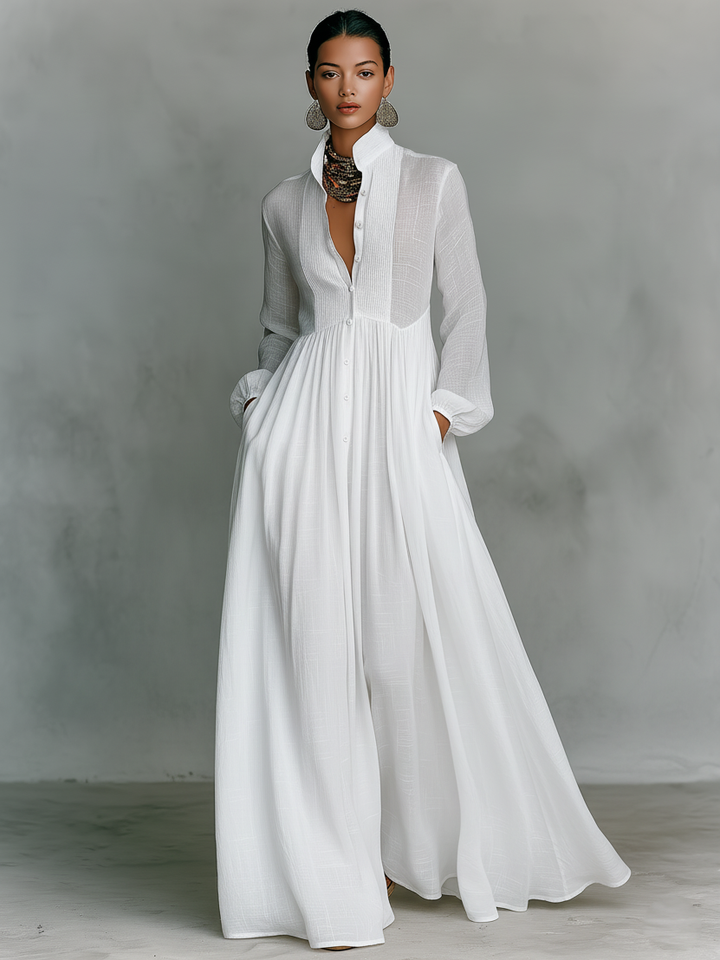 Daphne - Patchwork Linen Maxi Dress
