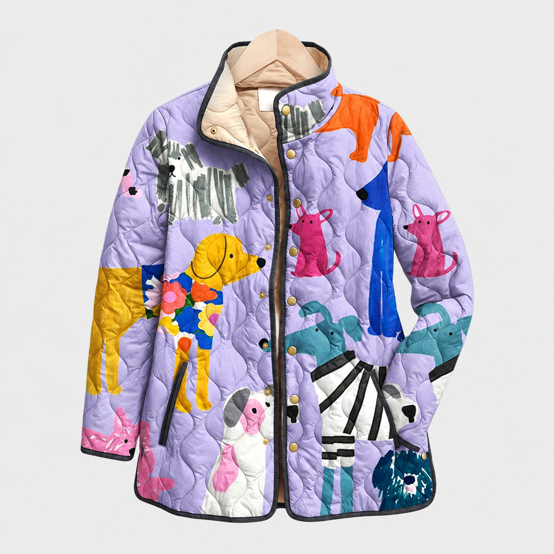 Winnie | Dog Print Quilted Jacket