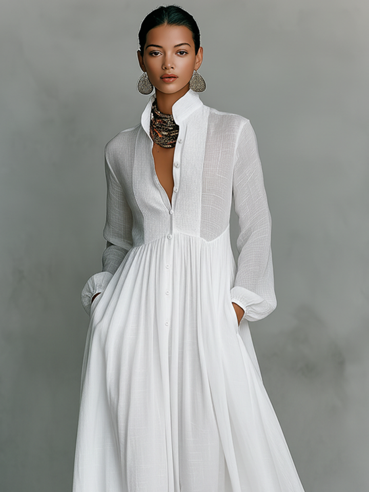 Daphne - Patchwork Linen Maxi Dress