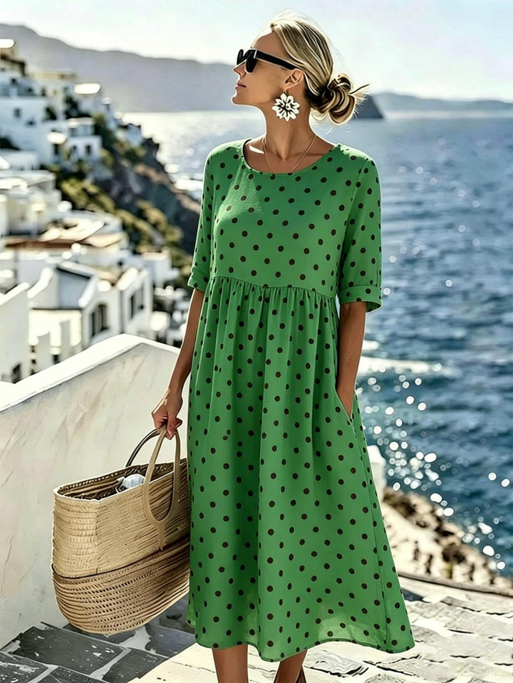 Vesper - Emerald Polka Dot Dress