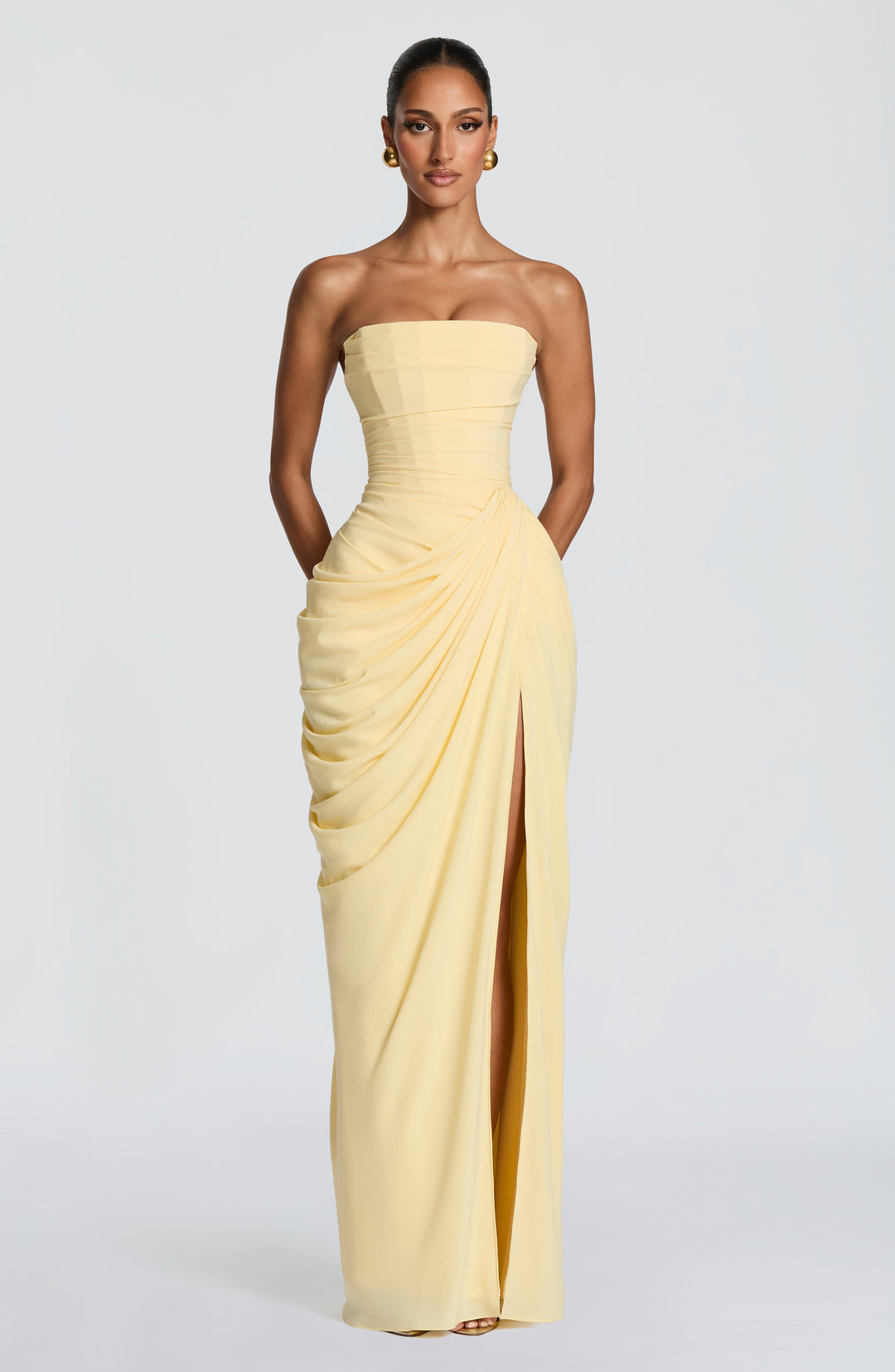 Grace - Draped High-Slit Dress