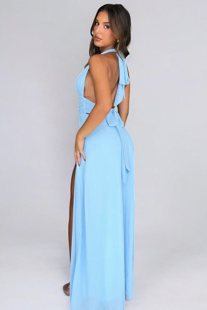 Violet - Halter Slit Dress