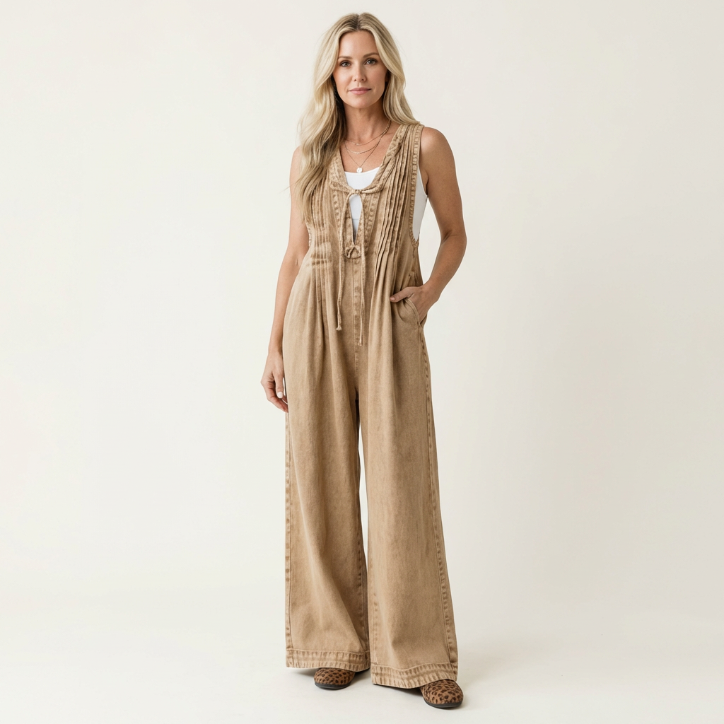 Griselda | Wide-Leg Pleated Jumpsuit