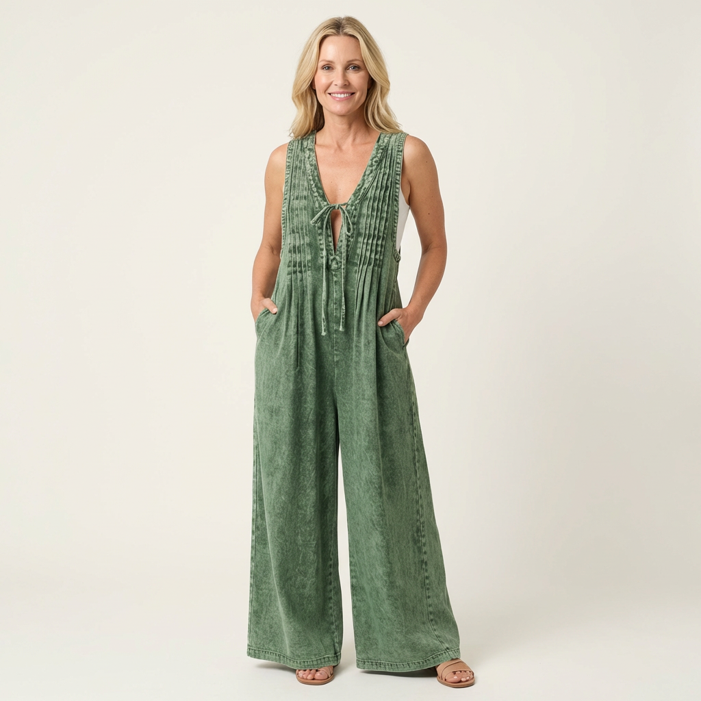 Griselda | Wide-Leg Pleated Jumpsuit