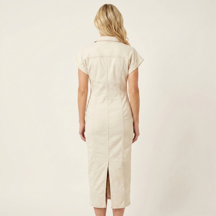 Maya | Bodycon Midi Dress with Front Buttons