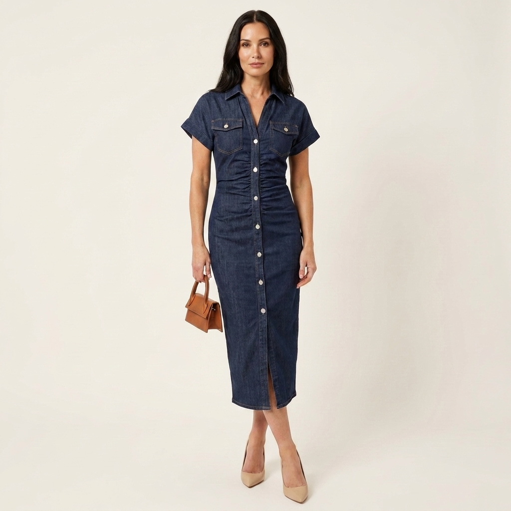 Maya | Bodycon Midi Dress with Front Buttons