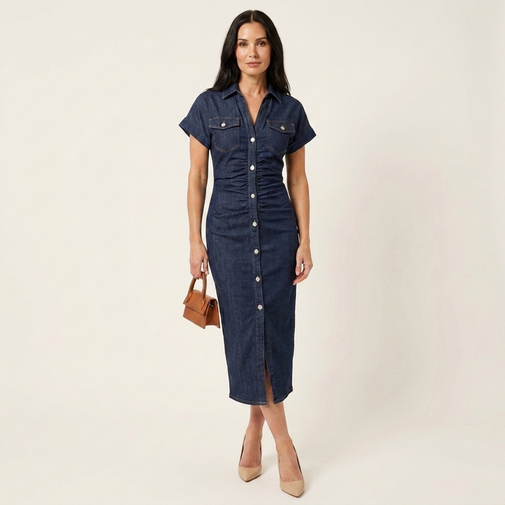 Maya | Bodycon Midi Dress with Front Buttons