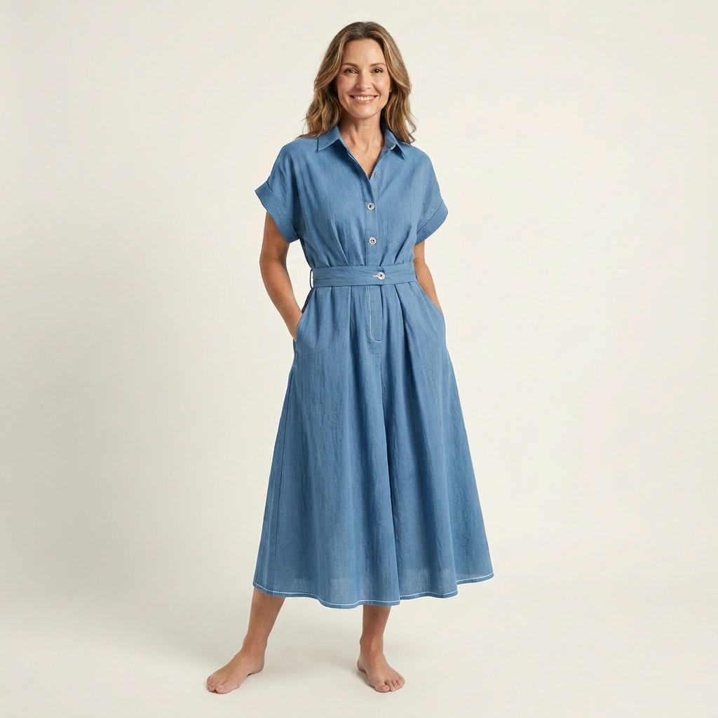 Melody | Midi Dress with Buttons and Belt