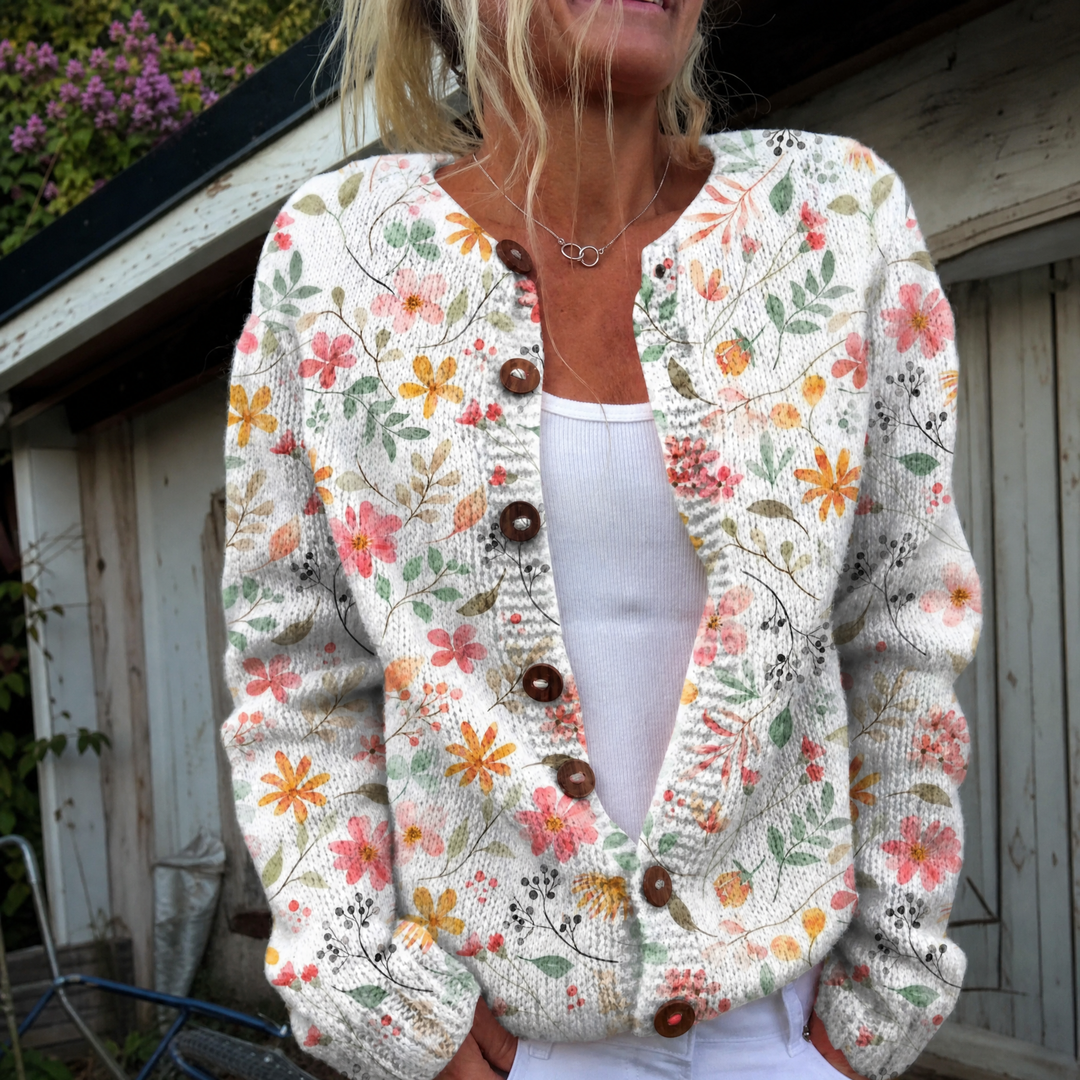 Greta - Watercolour Floral Cardigan