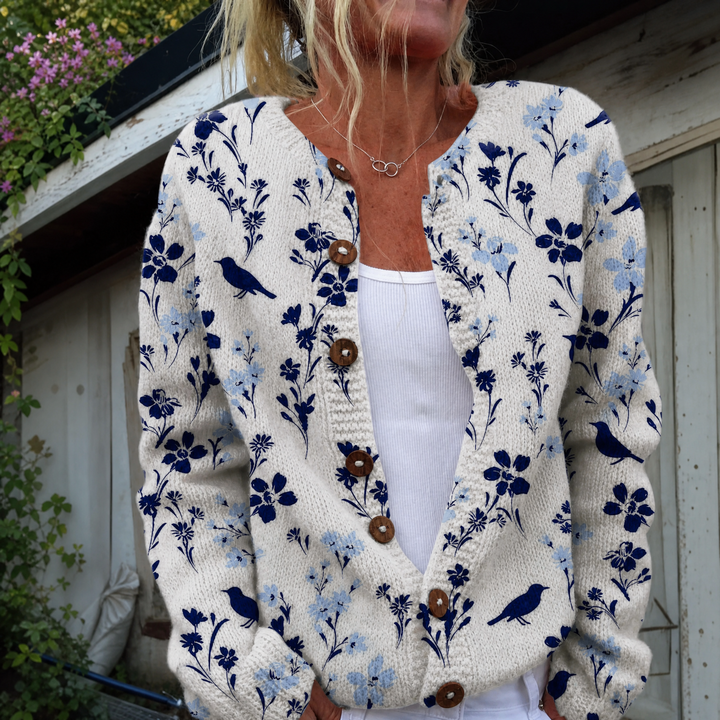 Vynora - Navy Bird Cardigan