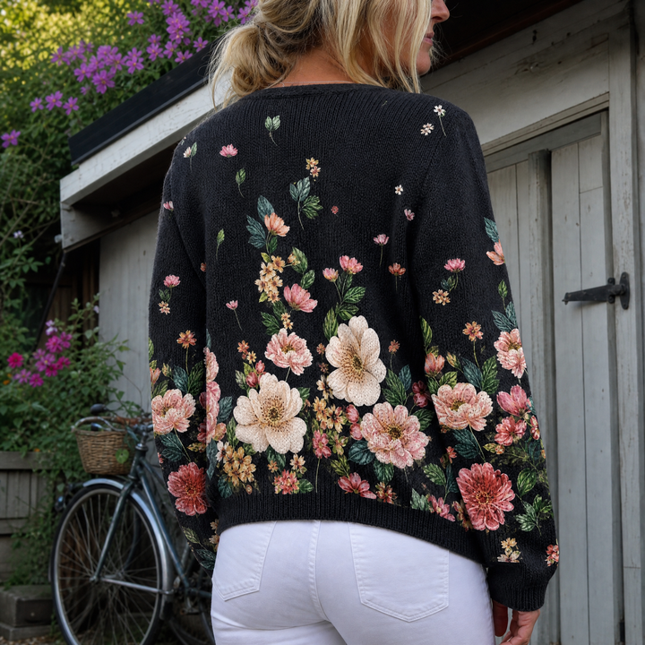 Kivara - Black Floral Cardigan