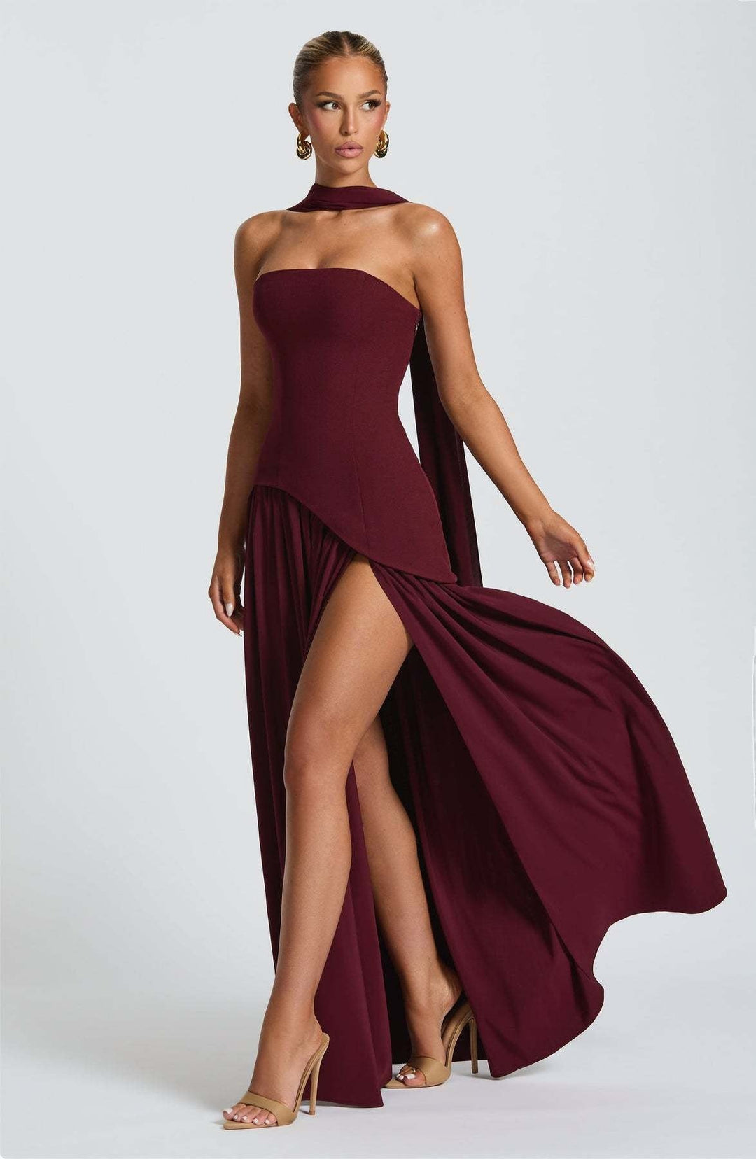 Sophia - Strapless High-Slit Dress