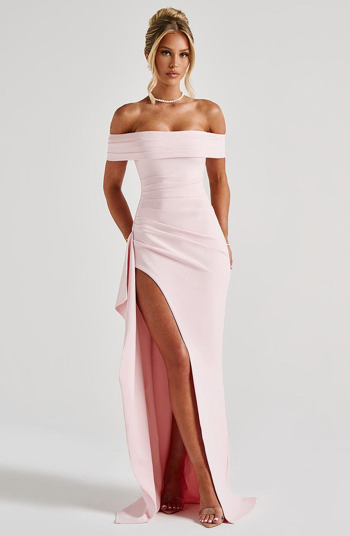 Amelia - Off-Shoulder Satin Dress