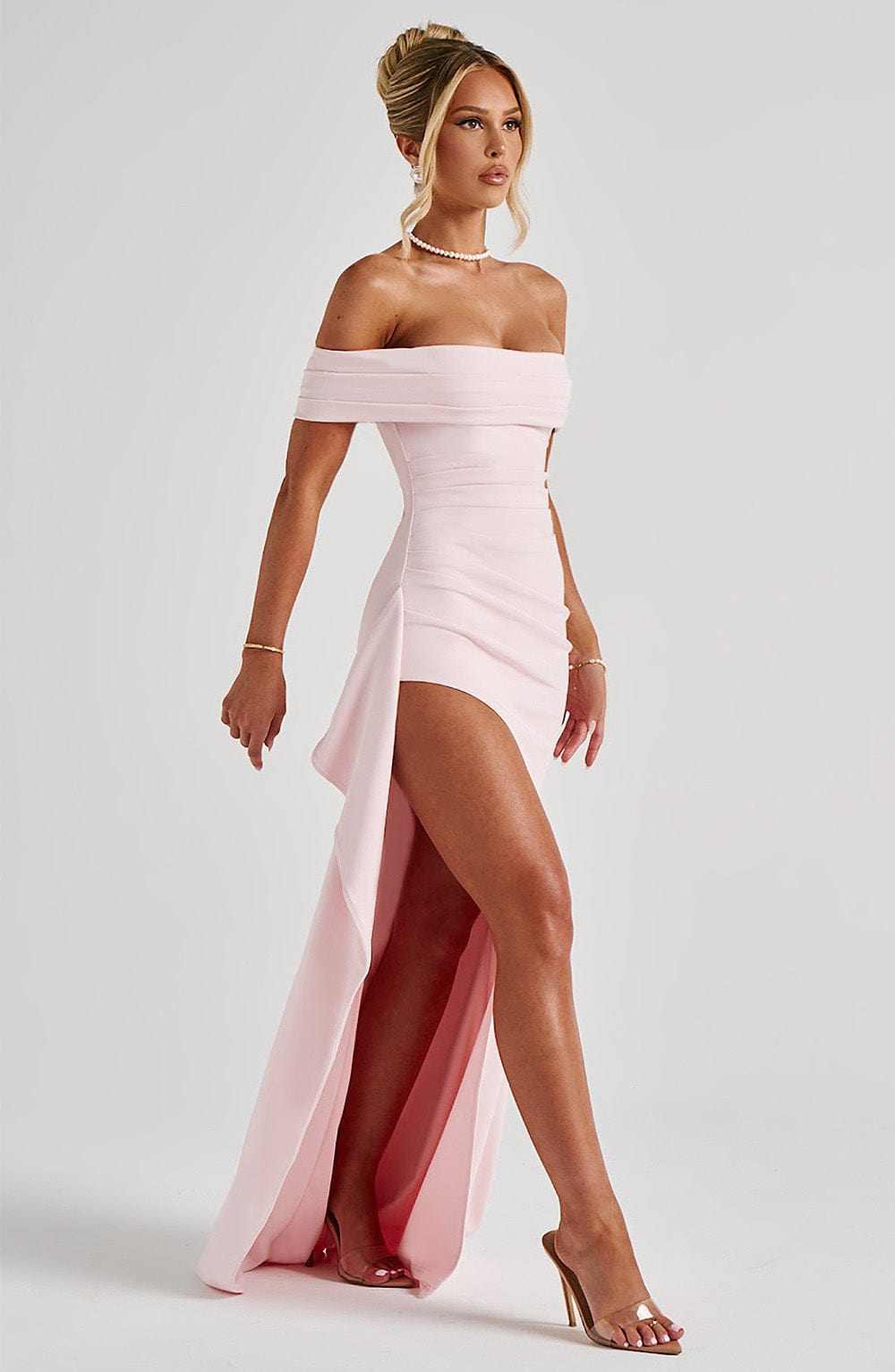 Amelia - Off-Shoulder Satin Dress