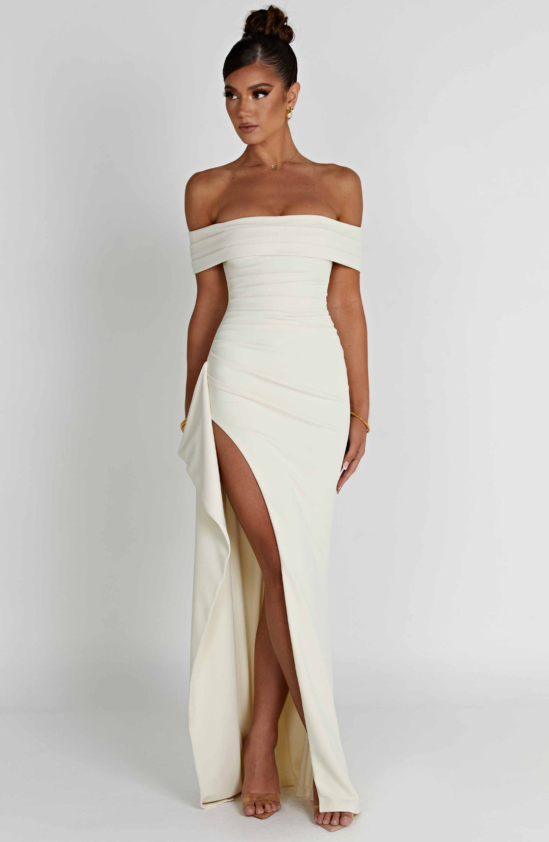 Amelia - Off-Shoulder Satin Dress