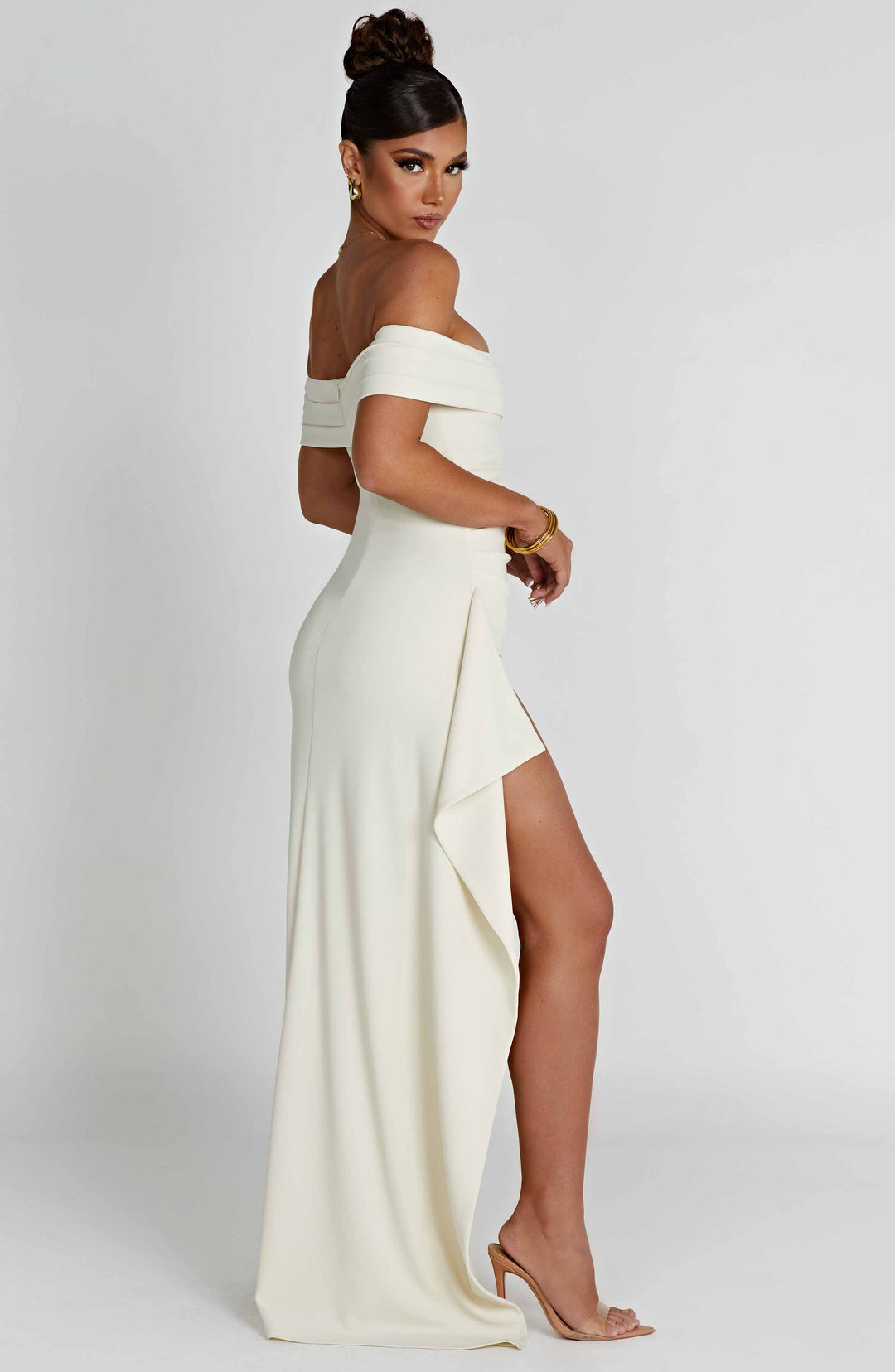 Amelia - Off-Shoulder Satin Dress