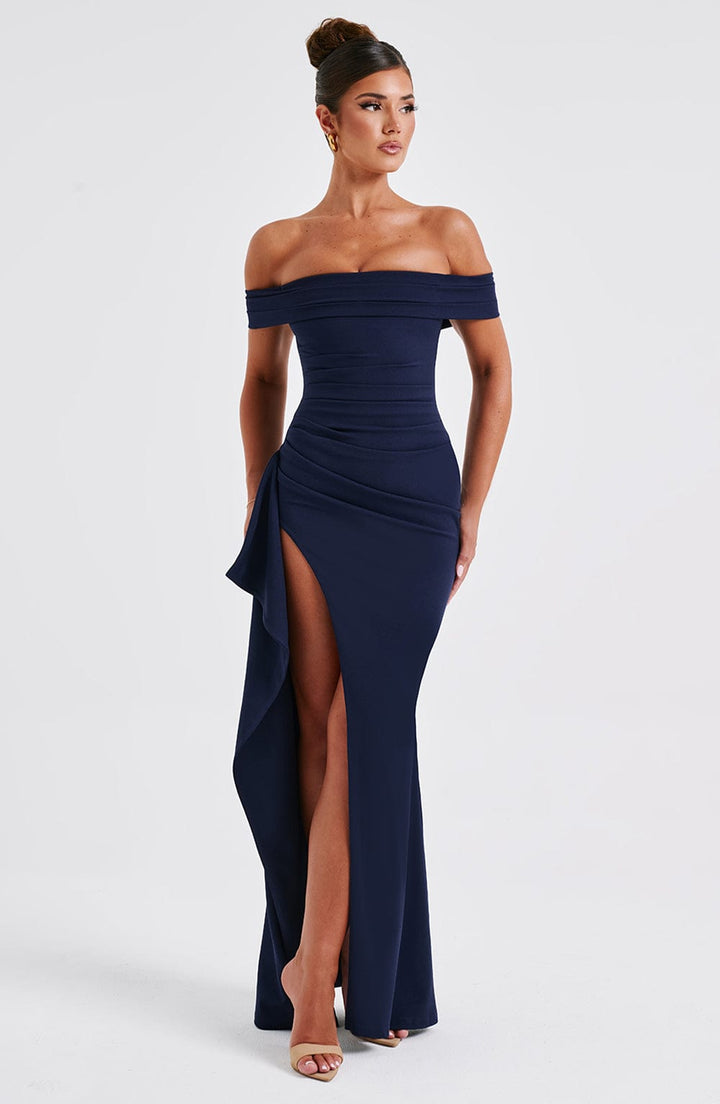 Amelia - Off-Shoulder Satin Dress